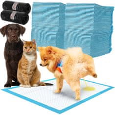 BigBuy 100 darabos 4 rétegű kutyapelenka csomag 2 tekercs kutyapiszok zacskóval - 33 x 45 cm (BB-17213)