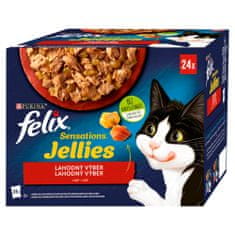 Felix Sensations Jellies marha paradicsommal, csirke sárgarépával, kacsa, bárány aszpikban 96 x 85 g