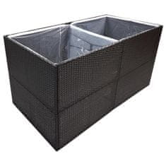 shumee fekete polyrattan kerti ültetőláda 157x80x80 cm