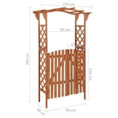 Greatstore tömör fenyőfa pergola kapuval 116 x 40 x 204 cm