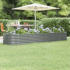 Greatstore szürke porszórt acél kerti ültetőláda 296x80x36 cm