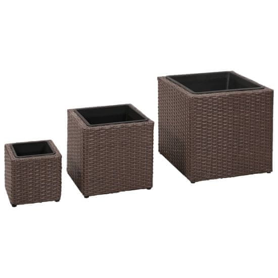 Greatstore 3 db barna polyrattan kerti magaságyás