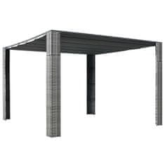 Greatstore szürke és antracit polyrattan pavilon tetővel 300x300x200 cm