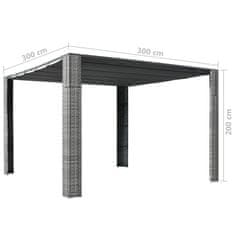 shumee szürke és antracit polyrattan pavilon tetővel 300x300x200 cm