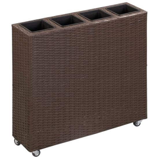 shumee barna polyrattan kerti magaságyás 4 kaspóval 80 x 22 x 79 cm