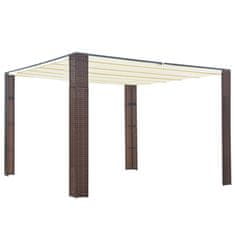 shumee barna és krémszínű polyrattan pavilon tetővel 300x300x200 cm 