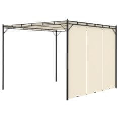 Greatstore krémszínű kerti pavilon oldalfüggönnyel 3 x 3 x 2,25 m