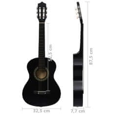 Greatstore 8 darabos fekete klasszikus gitár kezdőkészlet 1/2 34"