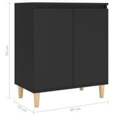 Greatstore fekete forgácslap tálalószekrény tömör falábakkal 60x35x70 cm