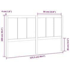 shumee fekete tömör fenyőfa ágyfejtámla 125,5 x 4 x 100 cm