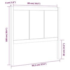 shumee fekete tömör fenyőfa ágyfejtámla 95,5 x 4 x 100 cm