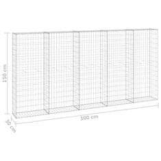 shumee horganyzott acél gabion fal fedéllel 300 x 30 x 150 cm