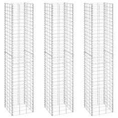 Greatstore 3 db vas gabion magaságyás 30 x 30 x 150 cm