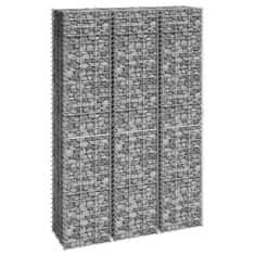 Greatstore 3 db vas gabion magaságyás 30 x 30 x 150 cm