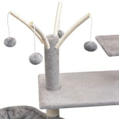 shumee szürke macskabútor szizál kaparófákkal 125 cm