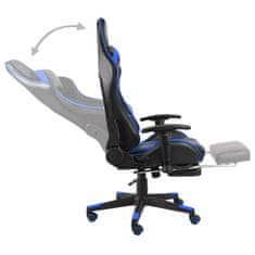 Greatstore kék PVC forgó gamer szék lábtartóval