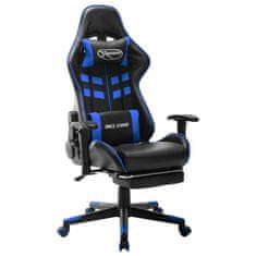 Greatstore fekete és kék műbőr gamer szék lábtámasszal