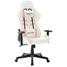 Greatstore fehér és rózsaszín műbőr gamer szék