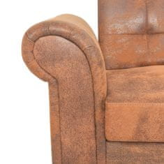 Greatstore ággyá alakítható barna műbőr kanapéágy kartámaszokkal