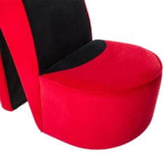 shumee piros magas sarkú cipő formájú bársonyszék