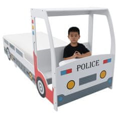 Greatstore rendőrautó formájú gyerekágy memóriahabos matraccal 90 x 200 cm
