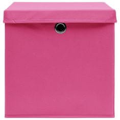 Greatstore 10 db rózsaszín szövet tárolódoboz fedéllel 32 x 32 x 32 cm