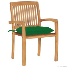 shumee 6 db rakásolható tömör tíkfa kerti szék párnákkal