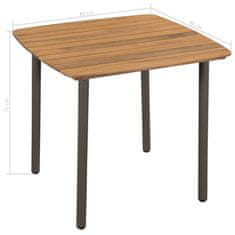 Greatstore 44233 Garden Table 80x80x72cm Solid Acacia Wood and Steel