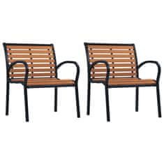shumee 2 db fekete és barna acél és WPC kerti szék