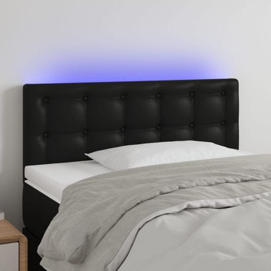 Greatstore fekete műbőr LED-es fejtámla 90 x 5 x 78/88 cm