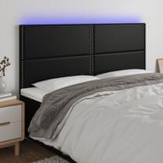 Greatstore fekete műbőr LED-es fejtámla 200x5x118/128 cm