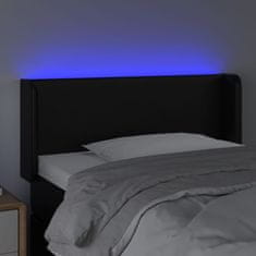 Greatstore fekete műbőr LED-es fejtámla 83 x 16 x 78/88 cm