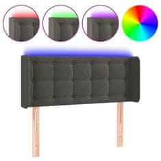 Greatstore sötétszürke bársony LED-es fejtámla 103 x 16 x 78/88 cm