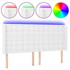 Greatstore fehér műbőr LED-es fejtámla 203x16x118/128 cm