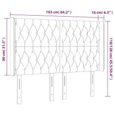 Greatstore sötétszürke szövet LED-es fejtámla 163x16x118/128 cm