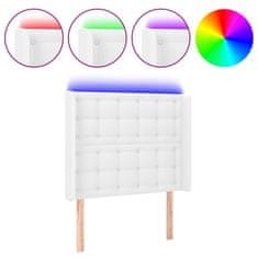 Greatstore fehér műbőr LED-es fejtámla 103x16x118/128 cm