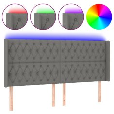 Greatstore sötétszürke szövet LED-es fejtámla 203x16x118/128 cm