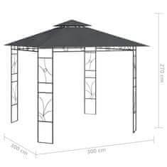 Greatstore antracitszürke pavilon 3 x 3 x 2,7 m 160 g/m²