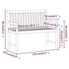 shumee tömör akácfa kerti pad 110 cm