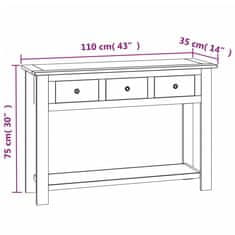 Vidaxl tömör tölgyfa tálalóasztal 110 x 35 x 75 cm 329925