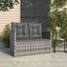 Greatstore szürke polyrattan kerti pad párnákkal 105 cm