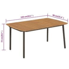 Greatstore 44234 Garden Table 150x90x72cm Solid Acacia Wood and Steel