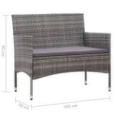 Greatstore szürke polyrattan kerti pad 105 cm