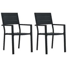 Greatstore 2 darab fekete fautánzatú HDPE kerti szék