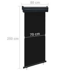 Greatstore fekete oldalsó napellenző erkélyre 80 x 250 cm