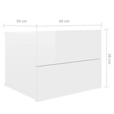 shumee magasfényű fehér forgácslap éjjeliszekrény 40 x 30 x 30 cm