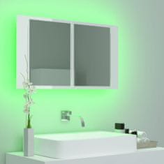 Greatstore magasfényű fehér LED-es fürdőszobai tükrös szekrény 80x12x45 cm