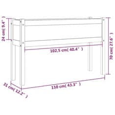 Greatstore tömör fenyőfa kerti virágtartó 110 x 31 x 70 cm