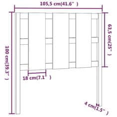 shumee szürke tömör fenyőfa ágyfejtámla 105,5 x 4 x 100 cm