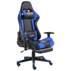 Greatstore kék PVC forgó gamer szék lábtartóval